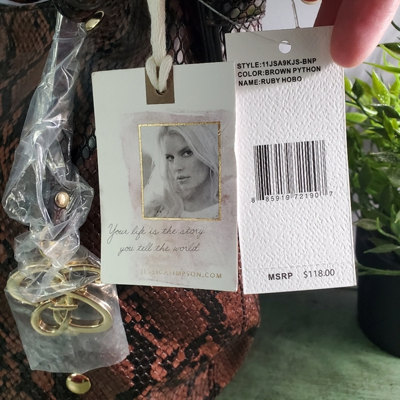 Jessica Simpson Faux Brown Python "Ruby Hobo" - Picture 8 of 9